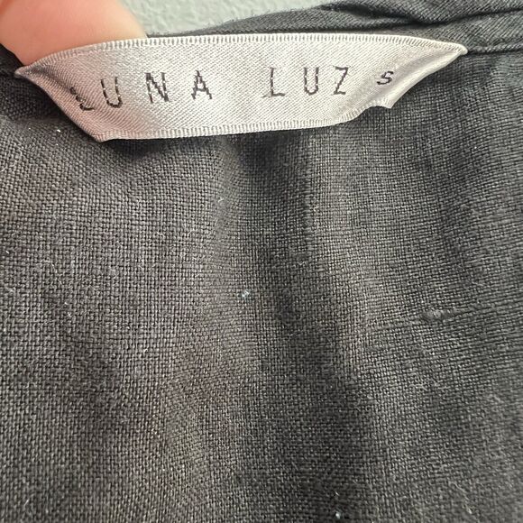 Luna Luz Linen‎ Midi Dress Size Small Sleeveless Lagenlook Black Oversized NEW - Picture 4 of 6